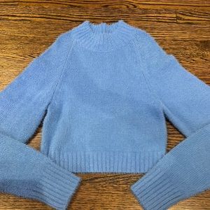Blue fluffy turtleneck
